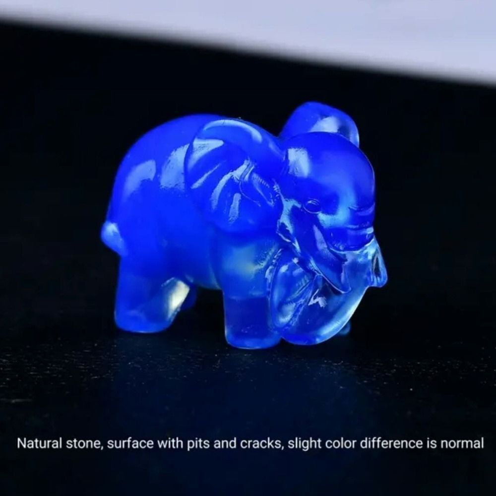 New! Natural Carved Elephant in Blue Opal Balance Stone
